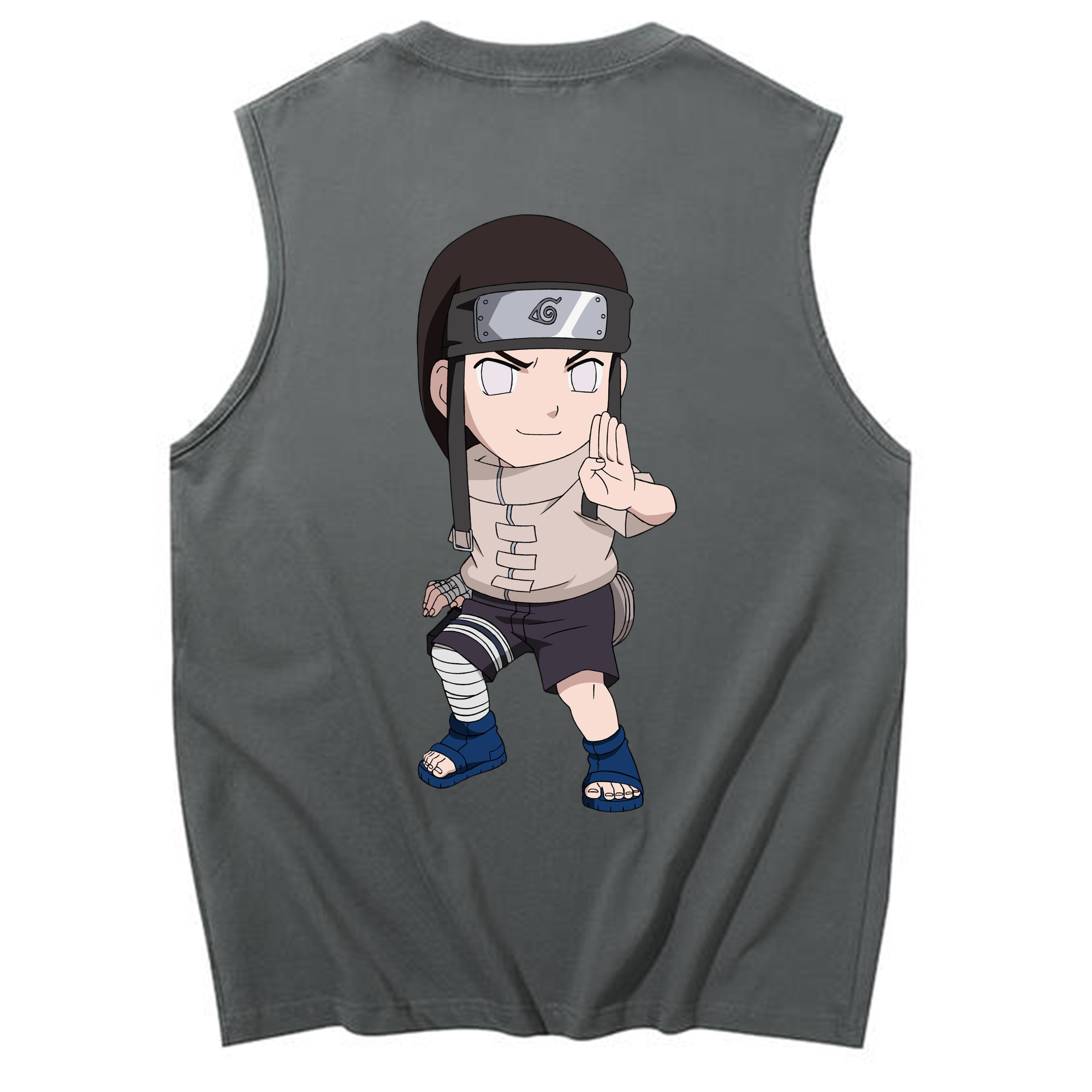 （画像用） NARUTO -ナルト- 日向ネジ Hyūga Neji コットン100％タンクトップ（背面プリント）